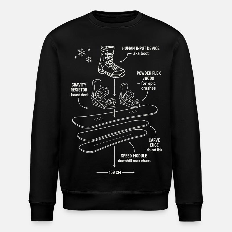 Snowboard Blueprint Funny Design - Stanley/Stella ROLLER Unisex Organic Sweatshirt - black