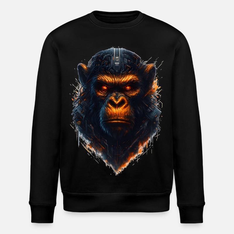 Cyberpunk Monkey - Stanley/Stella ROLLER Unisex Organic Sweatshirt - black