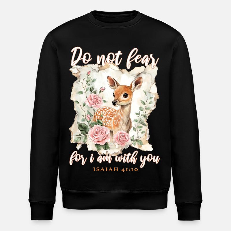 Deer Bible Verse Christian - Stanley/Stella ROLLER Unisex Organic Sweatshirt - black