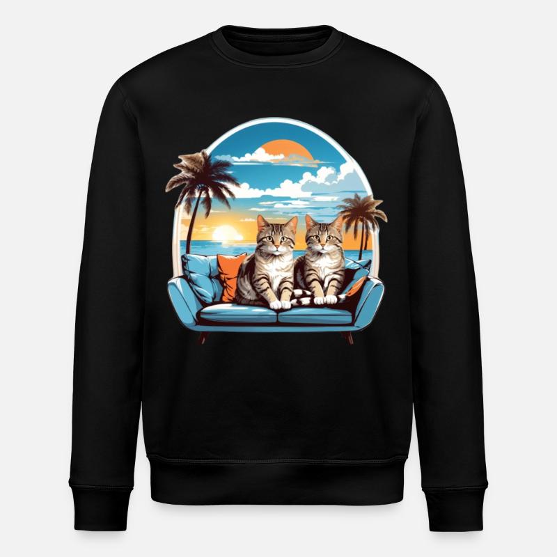 Katzen am Meer - Stanley/Stella Unisex Bio-Sweatshirt ROLLER - Schwarz