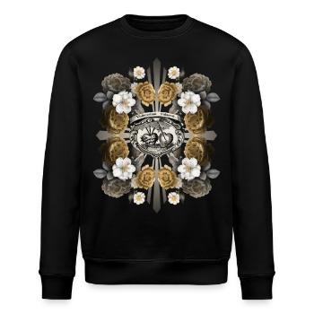 Jesus Christus, Heiliges Herz Jesu, Rosen-Dekor - Stanley/Stella Unisex Bio-Sweatshirt ROLLER - Schwarz - Vorne - Nik (191cm)