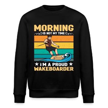 Wakeboarder Morning Is Not My Time Water Sports - Stanley/Stella Unisex Bio-Sweatshirt ROLLER - Schwarz - Vorne - Nik (191cm)
