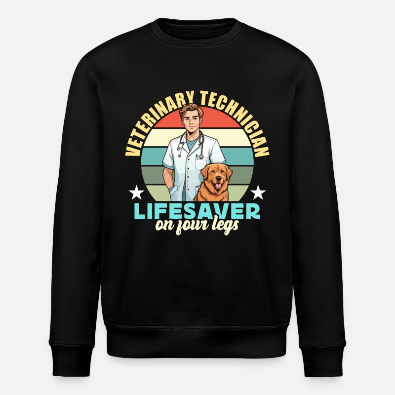 Veterinary Technician Lifesaver On Veterinarian - Stanley/Stella ROLLER Unisex Organic Sweatshirt - black