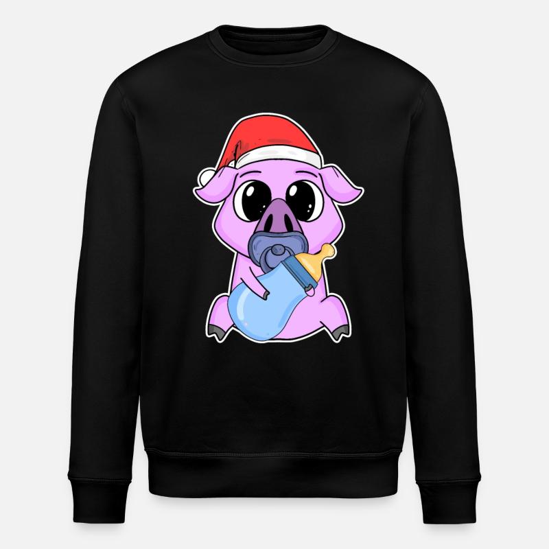 Cochon bébé Noël - Sweat bio ROLLER Stanley/Stella Unisexe - noir