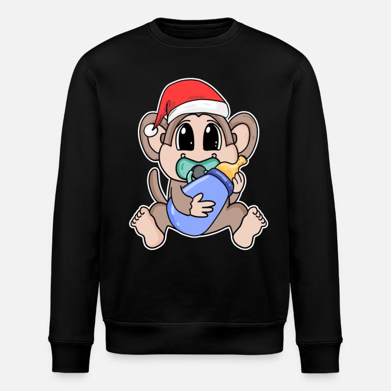Monkey Baby Christmas - Stanley/Stella ROLLER Unisex Organic Sweatshirt - black