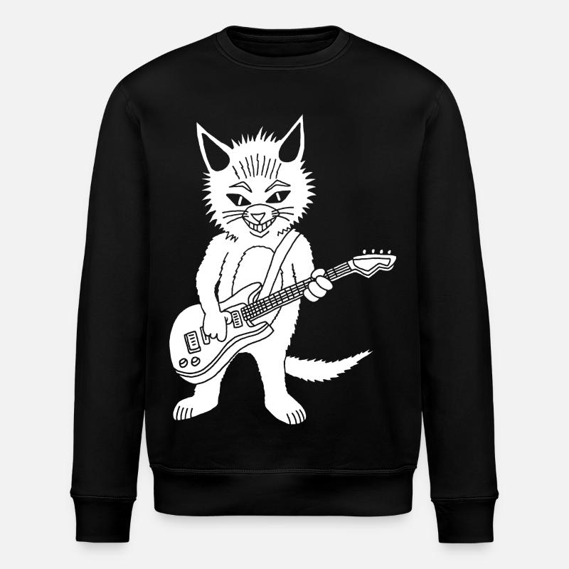 Chat blanc guitariste - Sweat bio ROLLER Stanley/Stella Unisexe - noir