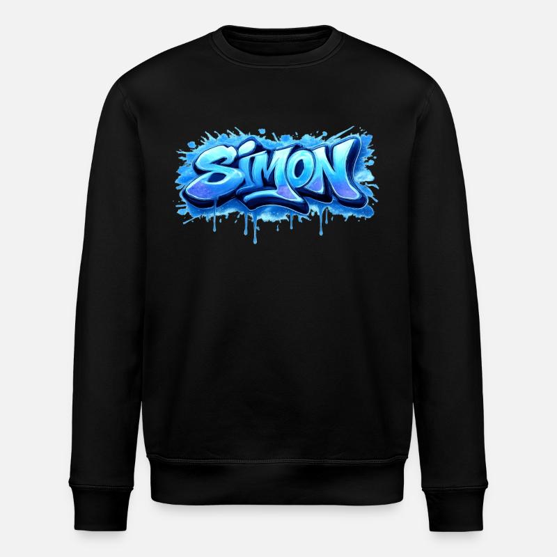 Graffiti  SIMON Prénom cadeau idéal imprimable  - Sweat bio ROLLER Stanley/Stella Unisexe - noir