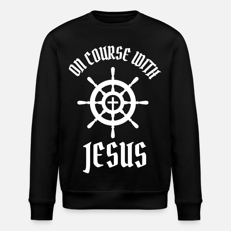 ON COURSE WITH JESUS - Stanley/Stella ROLLER Unisex Organic Sweatshirt - black