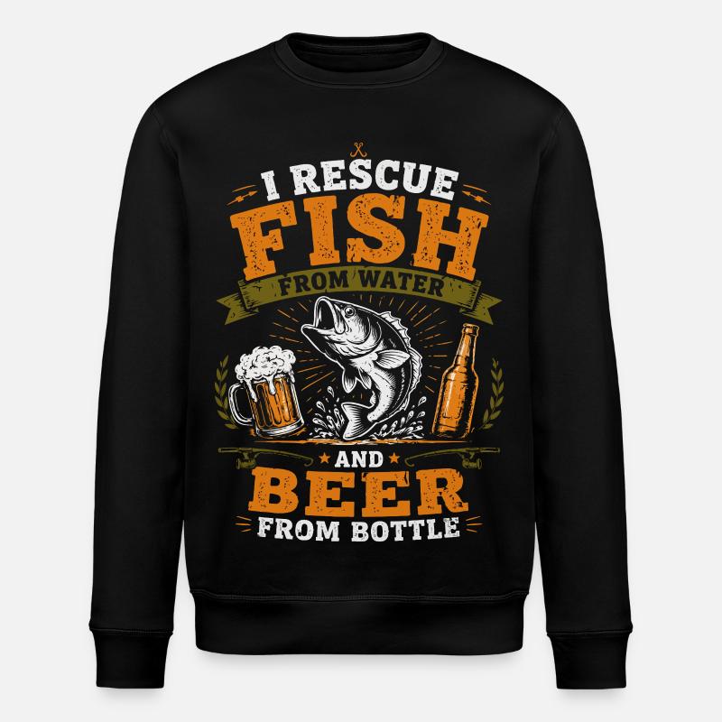 I Rescue Fish From Water - Stanley/Stella Unisex Bio-Sweatshirt ROLLER - Schwarz