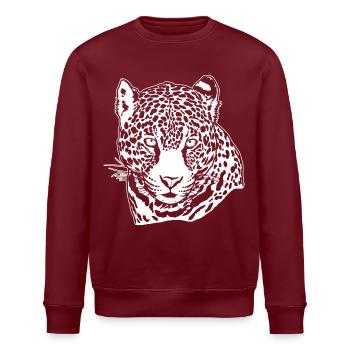 Jaguar Face Graphic Cool Big Cat Wild Animal Lover - Stanley/Stella ROLLER Unisex Organic Sweatshirt - burgundy - Front - Nik (191cm)