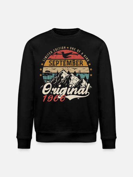 Retro 1966 September Vintage September 1966 Gave - Stanley/Stella økologisk unisex-sweatshirt ROLLER - sort