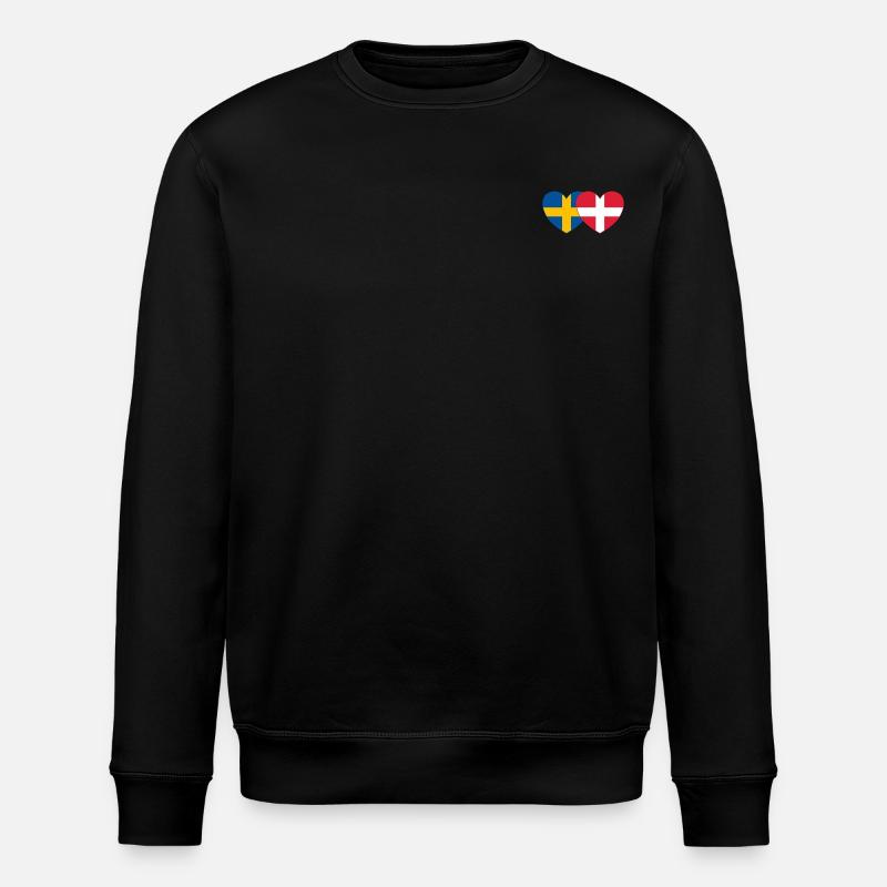 Suède Danemark Drapeau Coeur - Sweat bio ROLLER Stanley/Stella Unisexe - noir