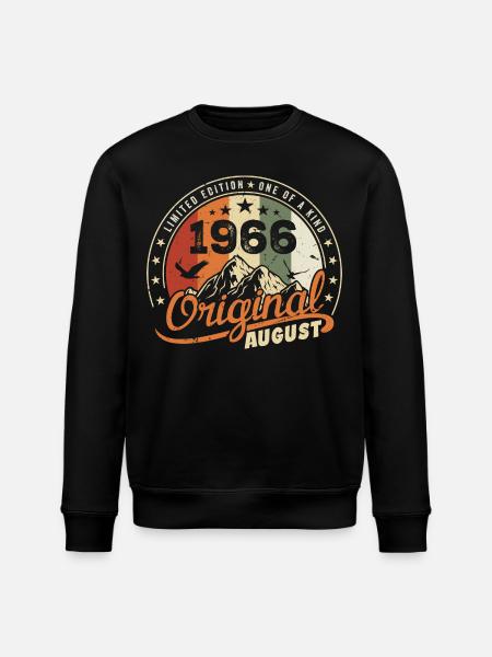 August 1966 Birthday Gift August 1966 Retro 1966 - Stanley/Stella ROLLER Unisex Organic Sweatshirt - black