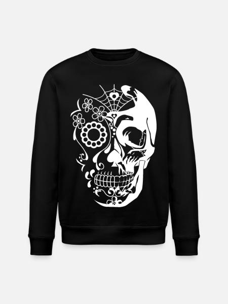 Skull White - Stanley/Stella ROLLER Unisex Organic Sweatshirt - black