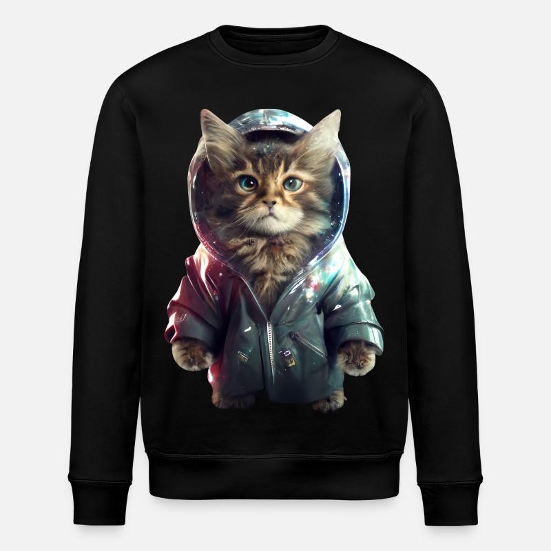 Space Cat - Stanley/Stella ROLLER Unisex Organic Sweatshirt - black