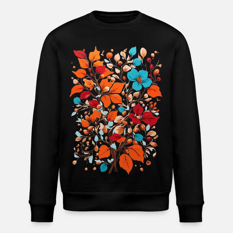 Blumen mit Nüsse - Stanley/Stella Unisex Bio-Sweatshirt ROLLER - Schwarz