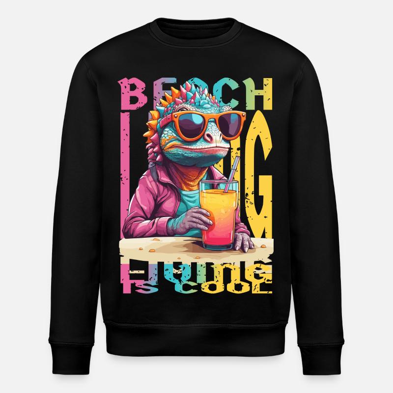 Caméléon sur la plage - Sweat bio ROLLER Stanley/Stella Unisexe - noir