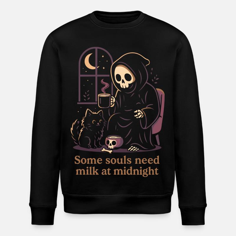 Sensenmann Katze Milch Mitternacht Motiv - Stanley/Stella Unisex Bio-Sweatshirt ROLLER - Schwarz