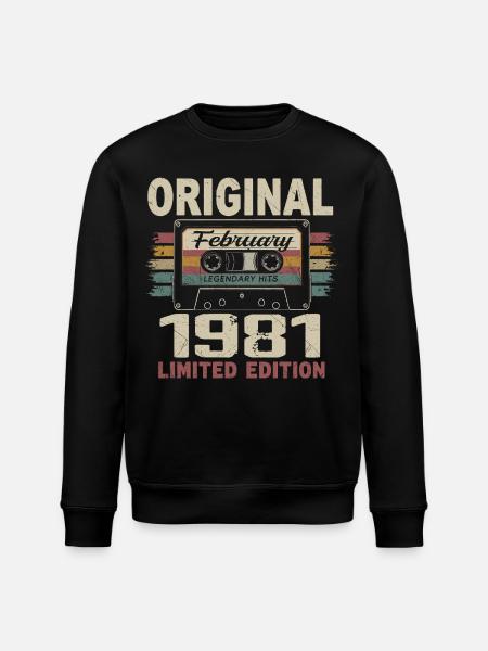 February 1981, February 1981 Birthday Gift - Stanley/Stella ROLLER Unisex Organic Sweatshirt - black
