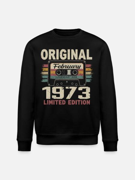 February 1973, February 1973 Birthday Gift - Stanley/Stella ROLLER Unisex Organic Sweatshirt - black