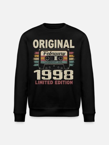 February 1998, February 1998 Birthday Gift - Stanley/Stella ROLLER Unisex Organic Sweatshirt - black