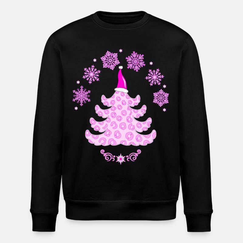 Pink Pink Leopard Print Fir - Stanley/Stella ROLLER Unisex Organic Sweatshirt - black