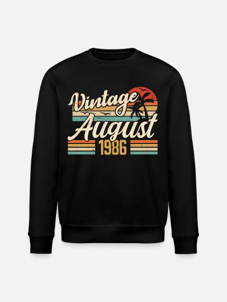 August 1986 Anniversary 1986 - August Legends Gift - Stanley/Stella ROLLER Unisex Organic Sweatshirt - black