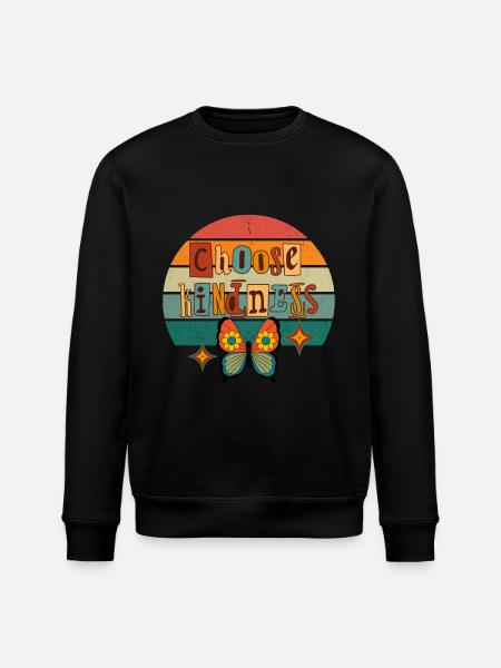 CHOOSE KINDNESS Retro Sunset Butterfly - Stanley/Stella ROLLER Unisex Organic Sweatshirt - black