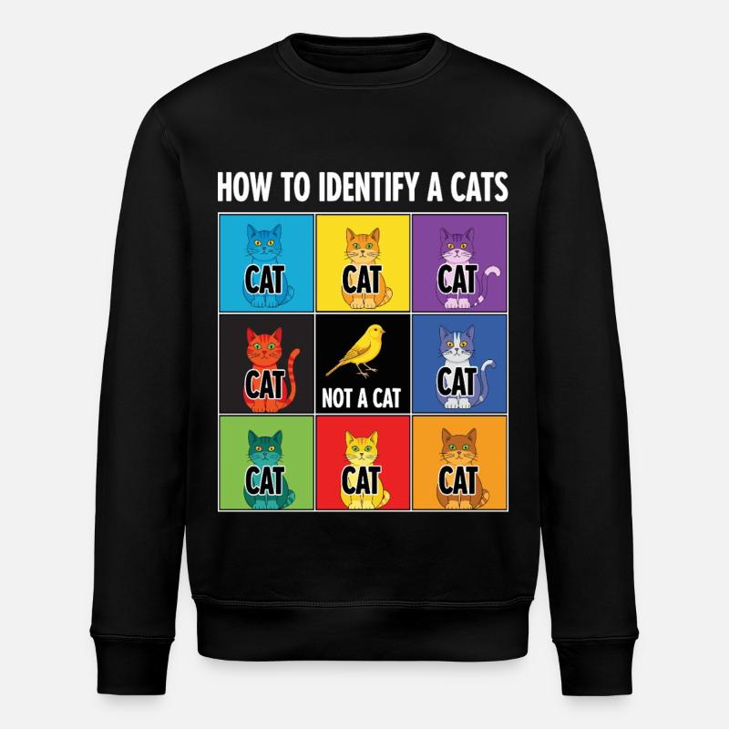 Cat Identification Guide - Stanley/Stella ROLLER Unisex Organic Sweatshirt - black