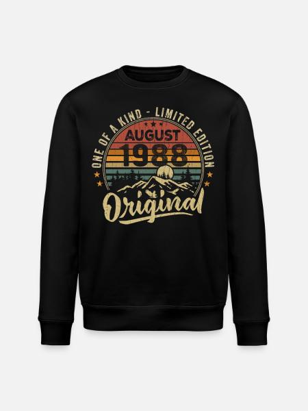 August 1988 Birthday Gift 1988 Legends August - Stanley/Stella ROLLER Unisex Organic Sweatshirt - black