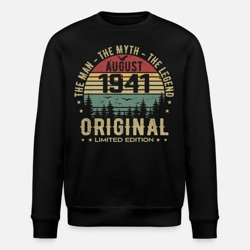 Legend Since August 1941 Birthday Gift 1941 - Stanley/Stella ROLLER Unisex Organic Sweatshirt - black