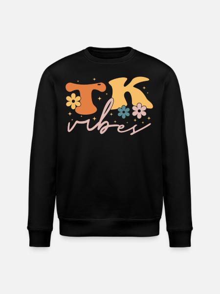 TK Vibes Wildflower Retro Teacher Daisy Kid - Stanley/Stella ROLLER Unisex Organic Sweatshirt - black