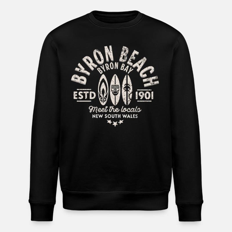 Byron beach surfing - Stanley/Stella ROLLER Unisex Organic Sweatshirt - black