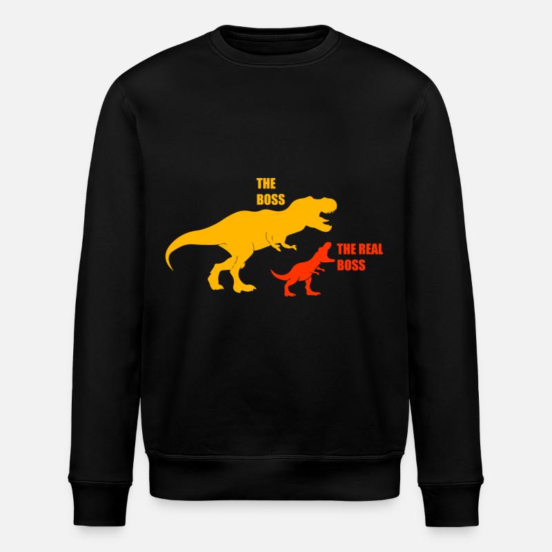 Dad Son T-Rex dinosaurs - Stanley/Stella ROLLER Unisex Organic Sweatshirt - black