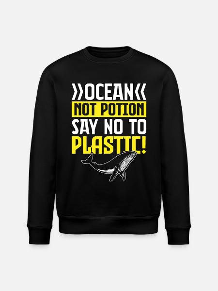 Ocean not potion say no to plastic - Stanley/Stella ROLLER Unisex Organic Sweatshirt - black
