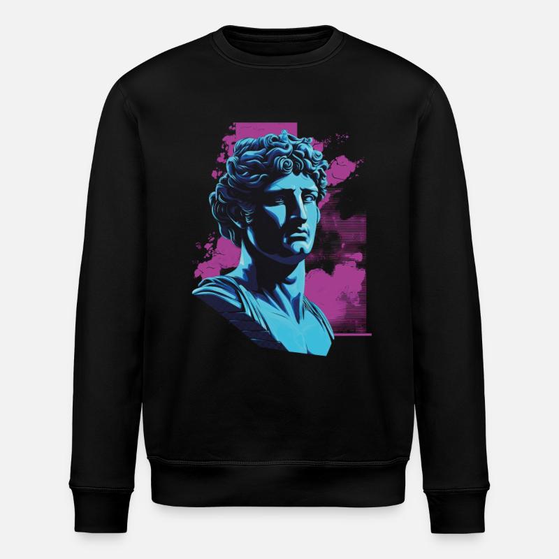 80er Klassische griechische statue Synthwave - Stanley/Stella Unisex Bio-Sweatshirt ROLLER - Schwarz