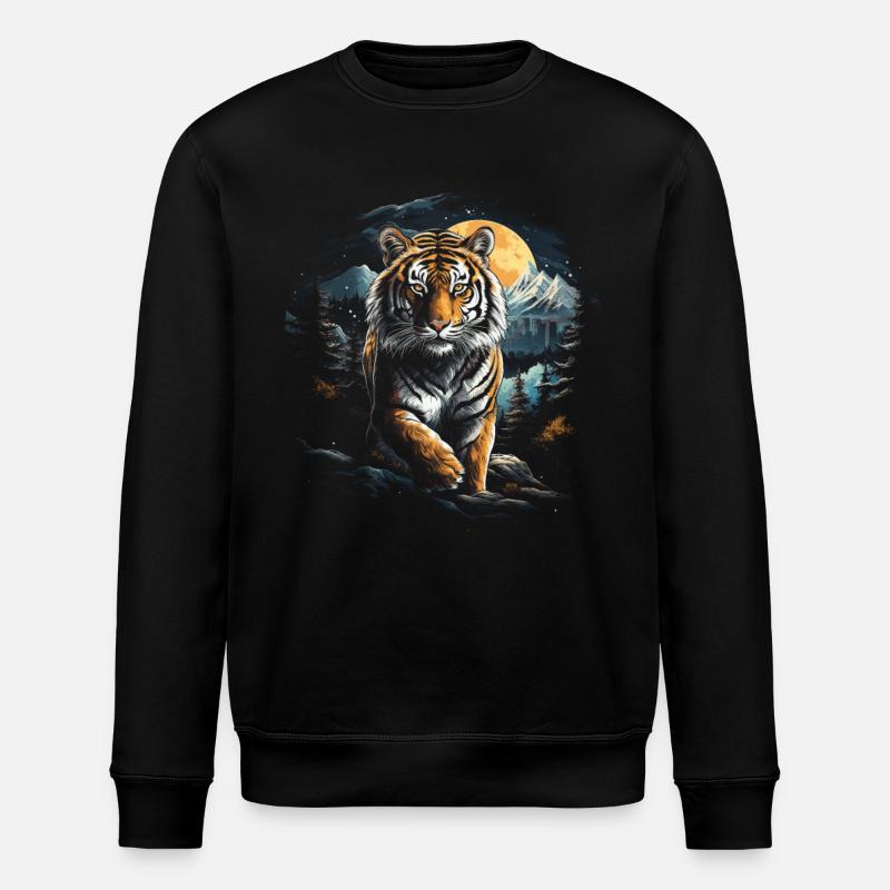 Tiger Natur Tiere - Stanley/Stella Unisex Bio-Sweatshirt ROLLER - Schwarz