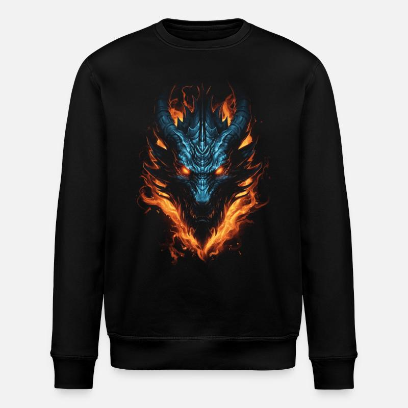 Dragon, Fire, Mystical, Dragon - Stanley/Stella ROLLER Unisex Organic Sweatshirt - black