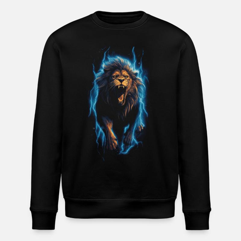 Löwe Feuer Blau Männlich - Stanley/Stella Unisex Bio-Sweatshirt ROLLER - Schwarz