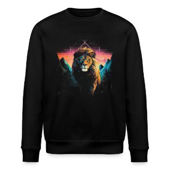 Lion, Savane, Nature, Peinture, Règne Animal, Nature Sauvage - Sweat bio ROLLER Stanley/Stella Unisexe - noir - Devant - Nik (191cm)