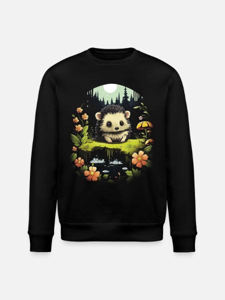 Kawaii Landschaft Tier Igel - Stanley/Stella Unisex Bio-Sweatshirt ROLLER - Schwarz