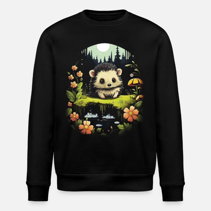 Kawaii Landschaft Tier Igel - Stanley/Stella Unisex Bio-Sweatshirt ROLLER - Schwarz