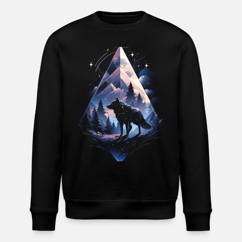 Majestätischer Wolf Wölfe - Stanley/Stella Unisex Bio-Sweatshirt ROLLER - Schwarz