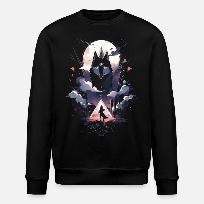 Wolf Digital Artwork Animal - Stanley/Stella ROLLER Unisex Organic Sweatshirt - black