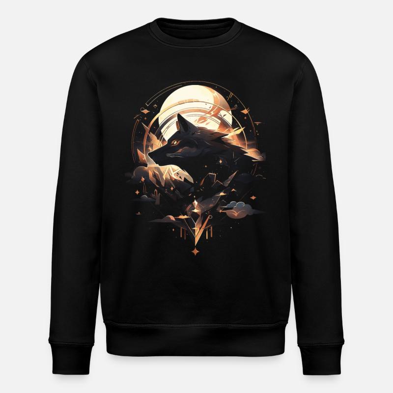 Wolf Digital Artwork Animal - Stanley/Stella ROLLER Unisex Organic Sweatshirt - black