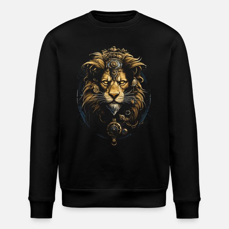 Steampunk Fantasy-Kunstwerk Löwen - Stanley/Stella Unisex Bio-Sweatshirt ROLLER - Schwarz