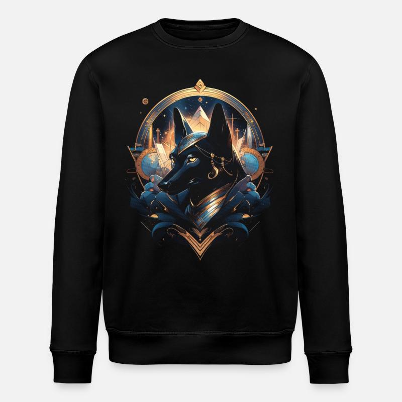 Anubis Gott Gaming Ägypter - Stanley/Stella Unisex Bio-Sweatshirt ROLLER - Schwarz