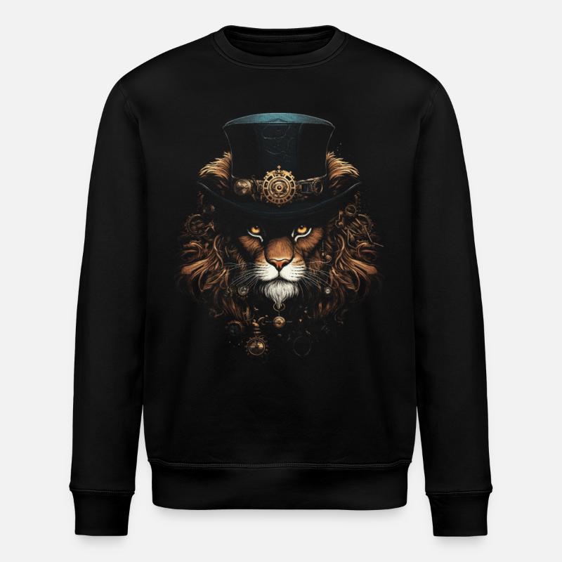 Steampunk Fantasy-Kunstwerk Löwen - Stanley/Stella Unisex Bio-Sweatshirt ROLLER - Schwarz