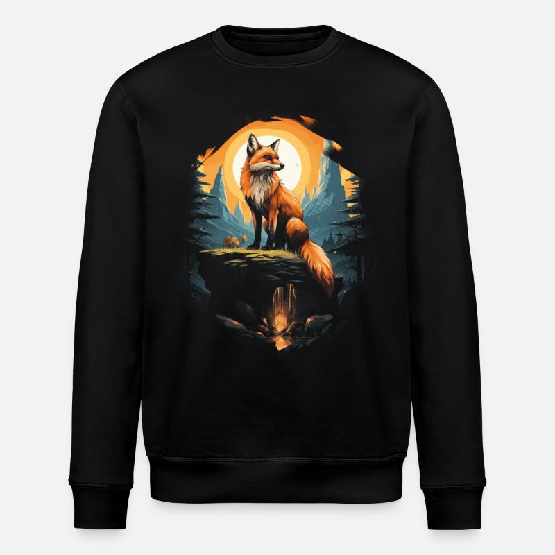 Fox Landscape Fox Lovers - Stanley/Stella ROLLER Unisex Organic Sweatshirt - black