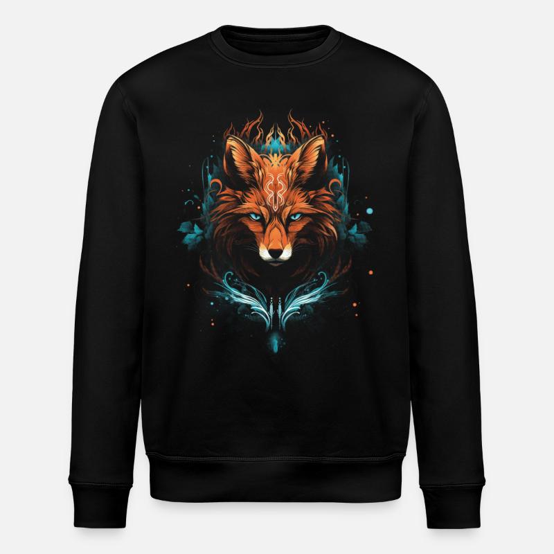 Fox Foxes Fantasy Illustration - Stanley/Stella ROLLER Unisex Organic Sweatshirt - black